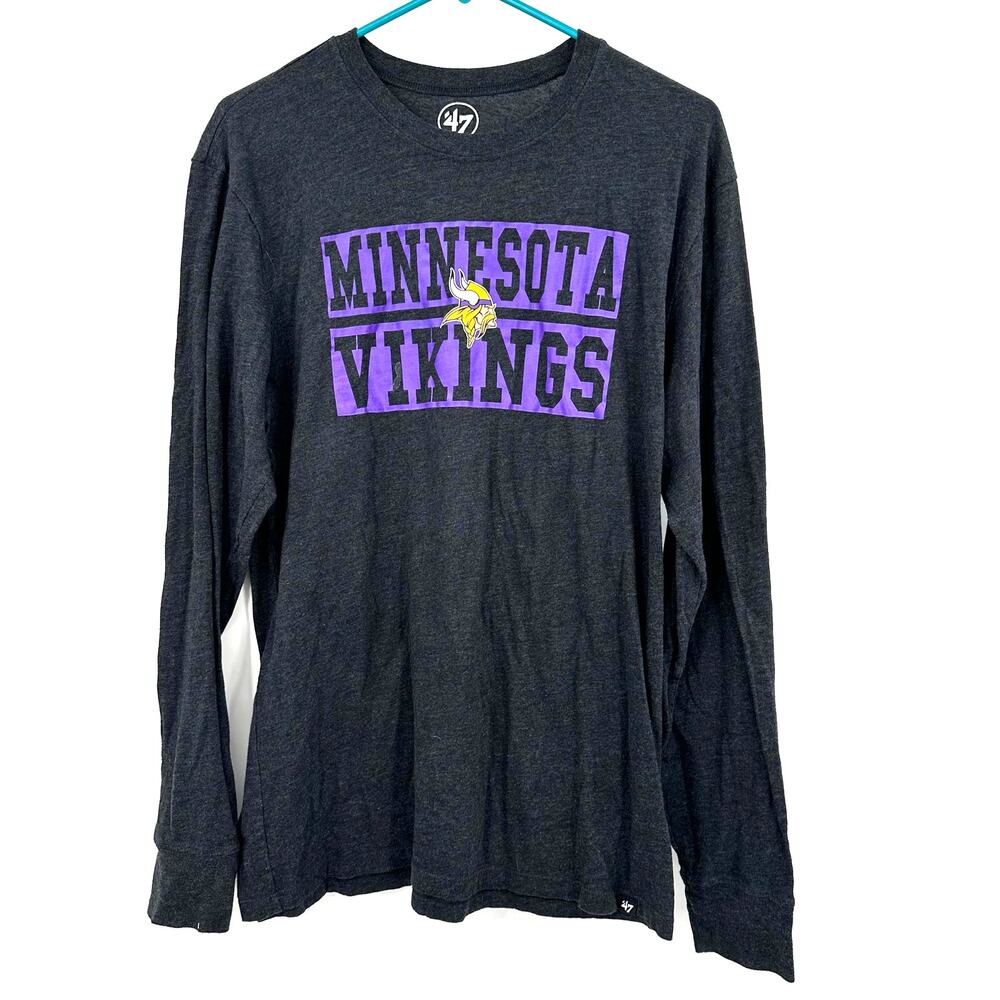 '47 Size Medium Shirt Black Minnesota Vikings Long‎ Sleeve Tee NFL Football Team